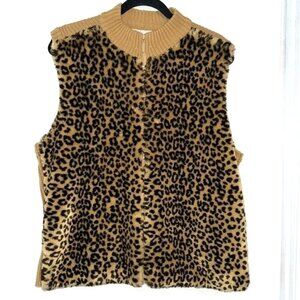 Kathie Lee Collection Ladies Extra Large Leopard Print Faux Fur Vest